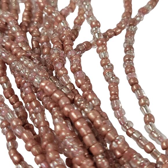 48" Long Tan Bronze Seed Bead Necklace Boho Multistrand India Handmade NEW - Picture 4 of 9